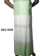 Shucharu Original Handloom Lungi – Premium Soft Cotton Light Green Strip
