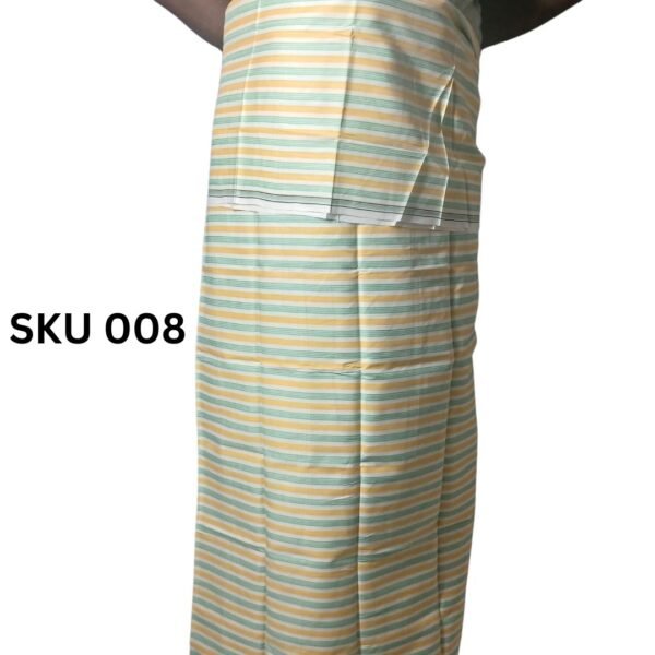 Shucharu Original Handloom Lungi – Premium Soft Cotton Yellow/Green Strip