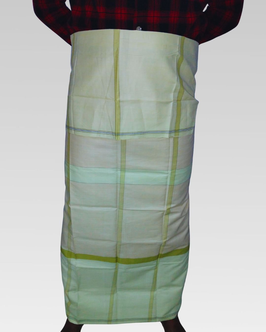 Cream Check Web photo Shucharu Original Handloom Lungi – Premium Soft Cotton Cream Check - Image 1