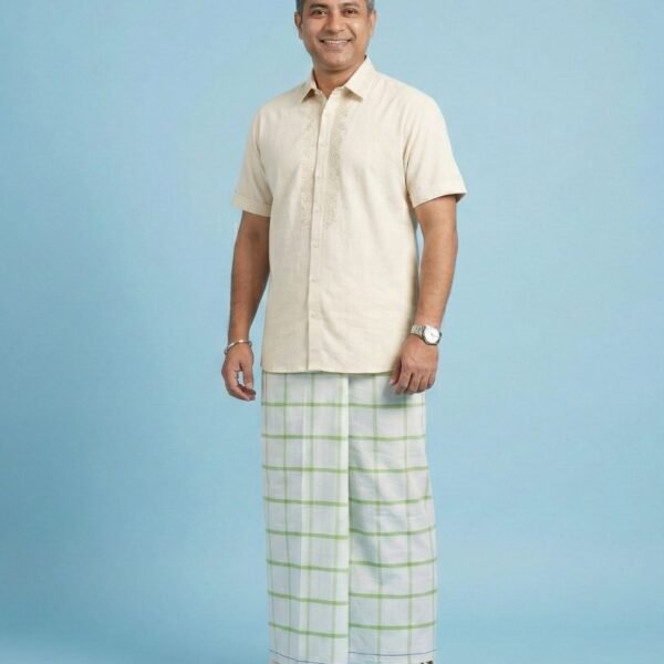 Green Box Check Premium Handloom Lungi-Soft, Breathable and Authentic