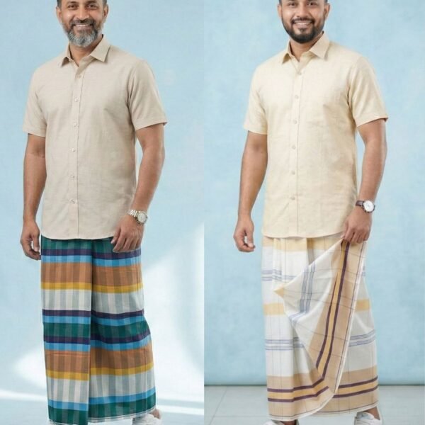 Smart Check + Yellow Blue Check - Premium Handloom Lungi