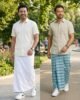 White + Blue Check Combo-Handloom Lungi - Image 2