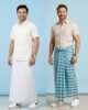 White + Blue Check Combo-Handloom Lungi